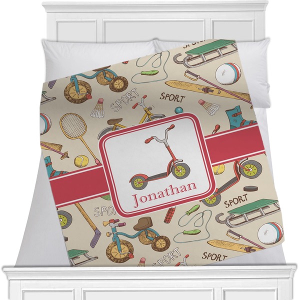 Custom Vintage Sports Minky Blanket - 40"x30" - Single Sided (Personalized)