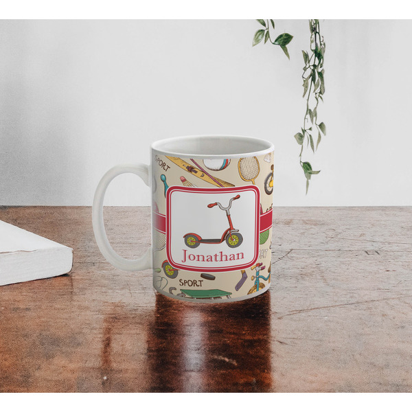 Vintage Sports Personalized Coffee Mug - Lifestyle