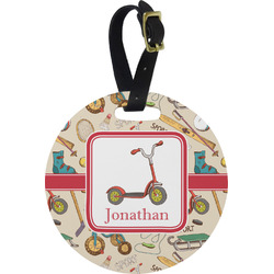 Vintage Sports Plastic Luggage Tag - Round (Personalized)