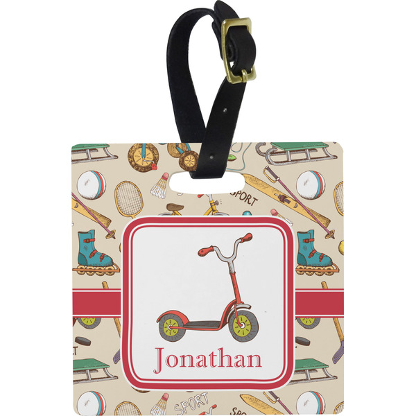 Vintage Sports Personalized Square Luggage Tag