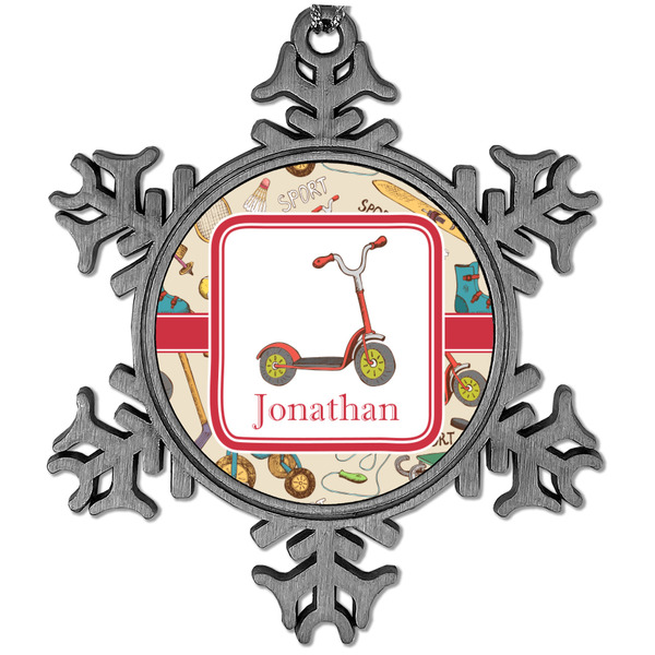 Custom Vintage Sports Vintage Snowflake Ornament (Personalized)