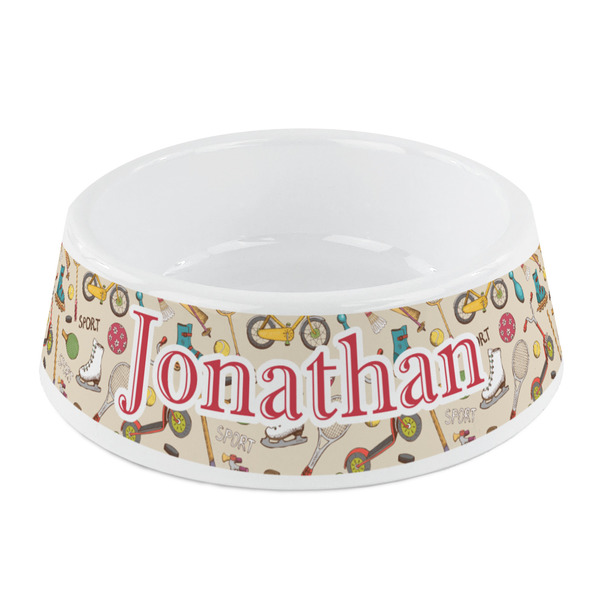 Custom Vintage Sports Plastic Dog Bowl - Small (Personalized)