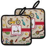 Vintage Sports Pot Holders - Set of 2 w/ Name or Text