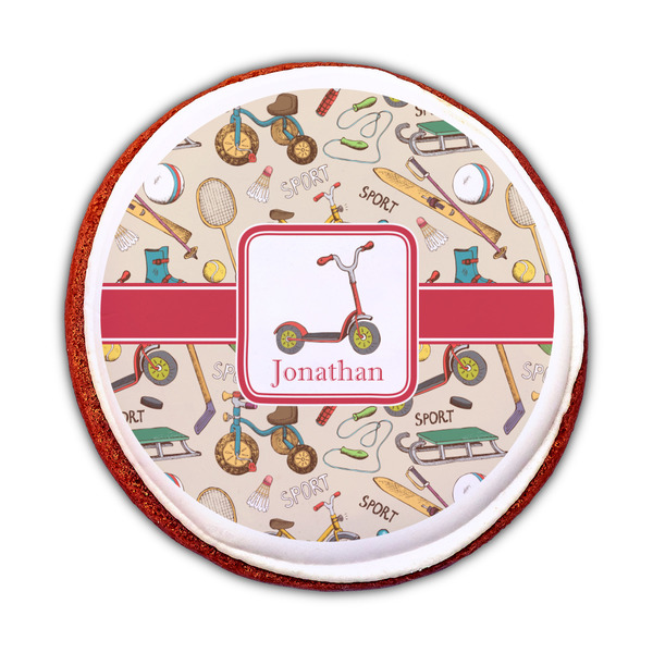 Vintage Sports Printed Icing Circle - Medium - On Cookie