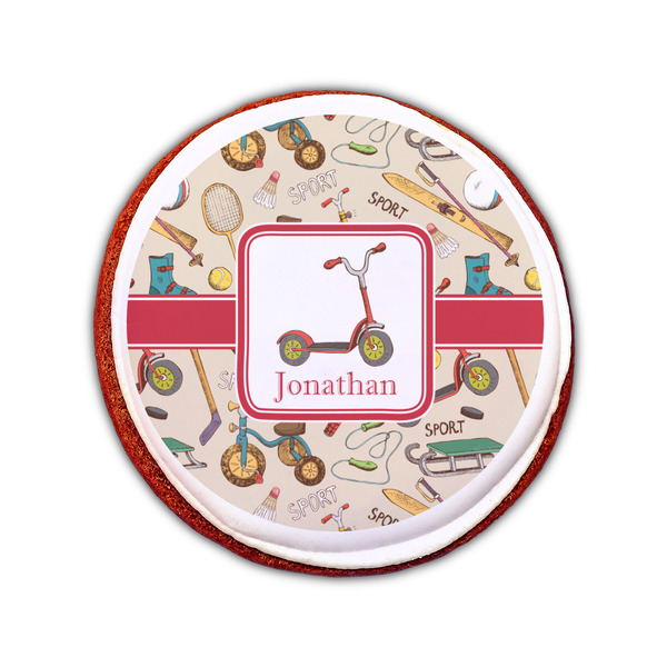 Vintage Sports Printed Icing Circle - Small - On Cookie