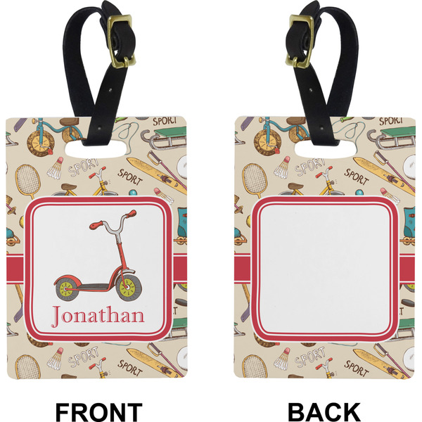 Vintage Sports Rectangle Luggage Tag (Front + Back)