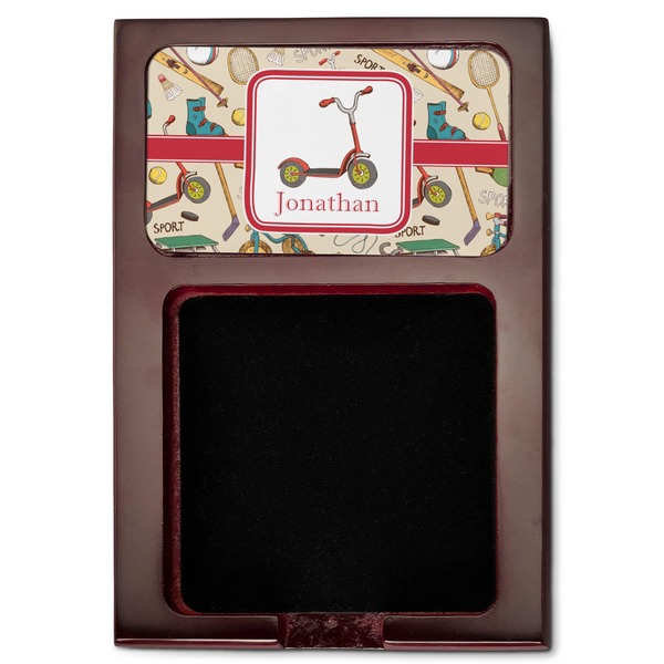 Vintage Sports Red Mahogany Sticky Note Holder - Flat
