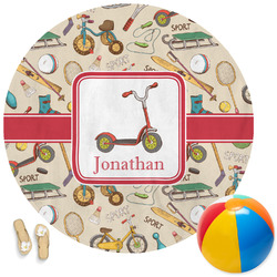 Vintage Sports Round Beach Towel (Personalized)