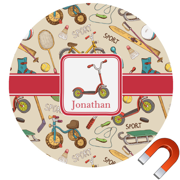 Custom Vintage Sports Round Car Magnet - 10" (Personalized)