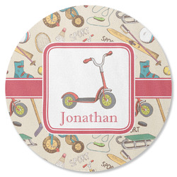 Vintage Sports Round Rubber Backed Coaster (Personalized)