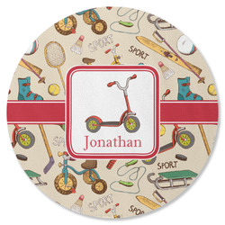 Vintage Sports Round Rubber Backed Coaster (Personalized)
