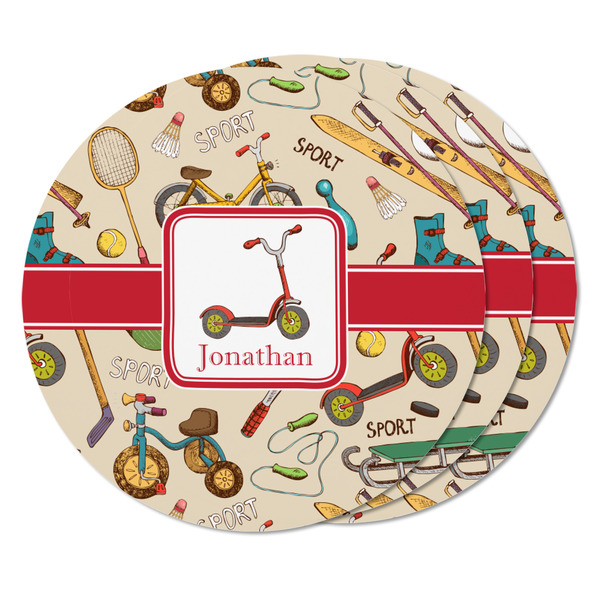 Vintage Sports Round Fridge Magnet - THREE