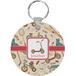 Vintage Sports Round Plastic Keychain (Personalized)