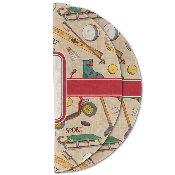 Vintage Sports Round Linen Placemats - HALF FOLDED (double sided)