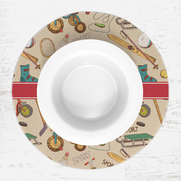 Vintage Sports Round Linen Placemats - LIFESTYLE (single)