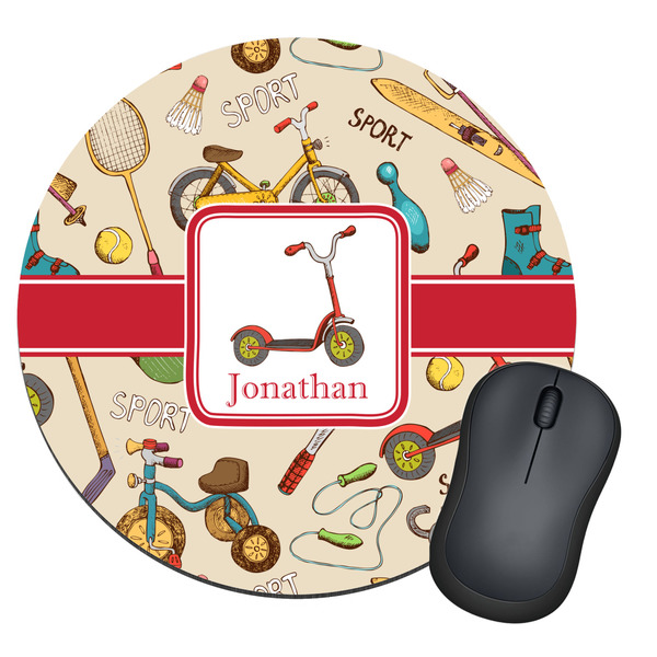 Custom Vintage Sports Round Mouse Pad (Personalized)