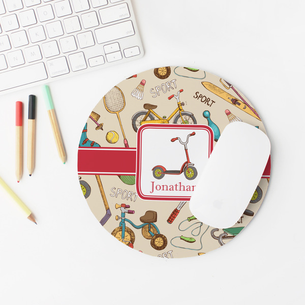 Vintage Sports Round Mousepad - LIFESTYLE 2