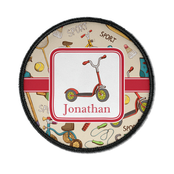 Custom Vintage Sports Iron On Round Patch w/ Name or Text