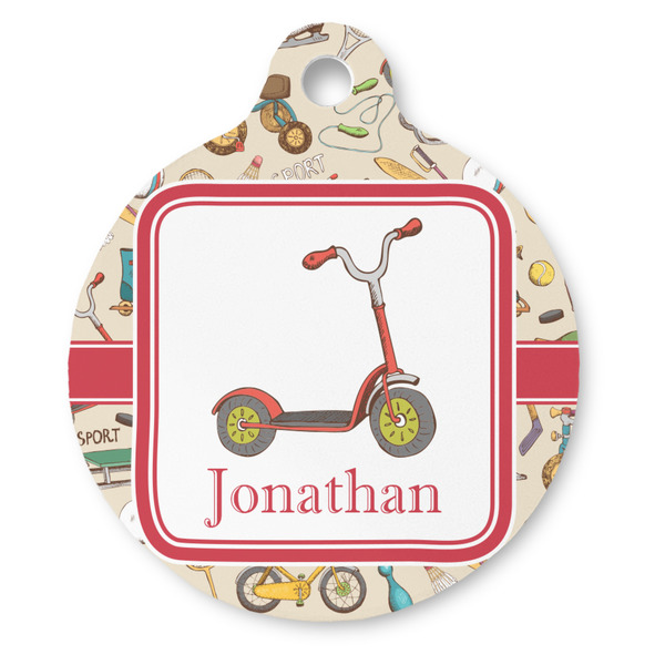 Custom Vintage Sports Round Pet ID Tag (Personalized)