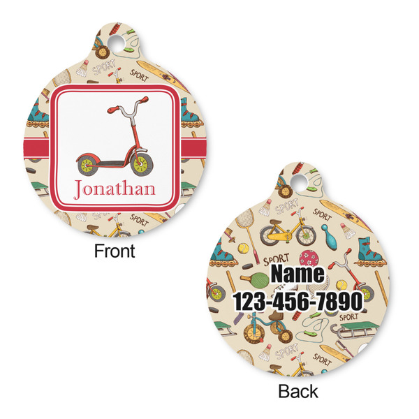 Vintage Sports Round Pet Tag - Front & Back