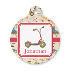 Vintage Sports Round Pet ID Tag - Small (Personalized)