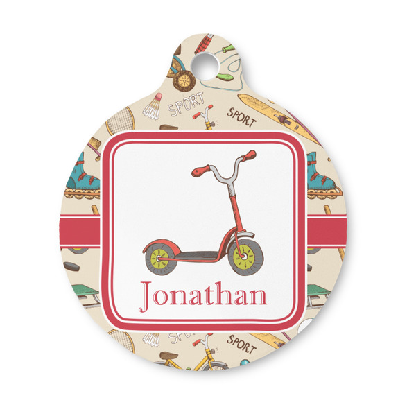 Custom Vintage Sports Round Pet ID Tag - Small (Personalized)