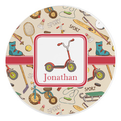 Vintage Sports Round Stone Trivet (Personalized)