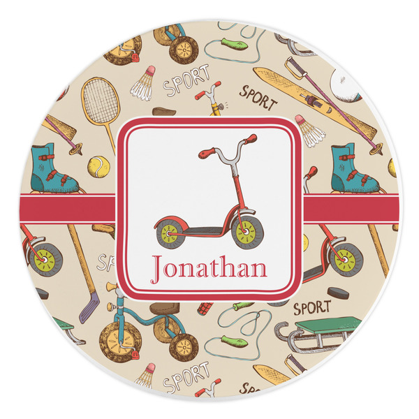 Custom Vintage Sports Round Stone Trivet (Personalized)