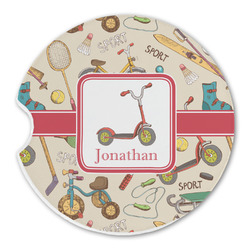 Vintage Sports Sandstone Car Coaster - Single (Personalized)