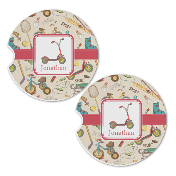 Vintage Sports Sandstone Car Coasters - Set of 2