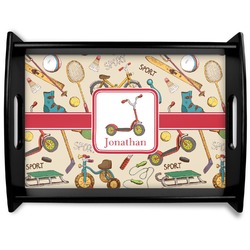 Vintage Sports Black Wooden Tray - Large (Personalized)