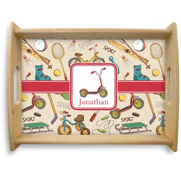Custom Vintage Sports Natural Wooden Tray - Large (Personalized)