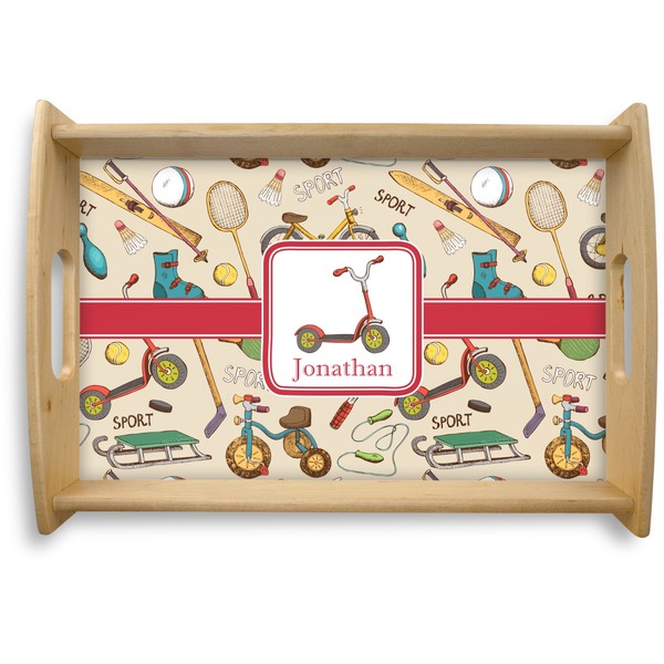 Custom Vintage Sports Natural Wooden Tray - Small (Personalized)