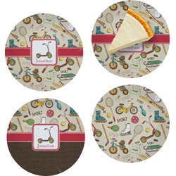 Vintage Sports Set of 4 Glass Appetizer / Dessert Plate 8" (Personalized)