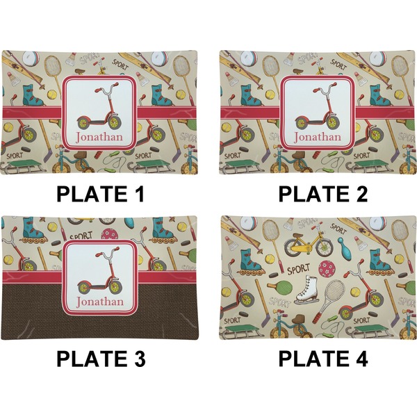 Vintage Sports Set of Rectangular Dinner Plates (Approval)
