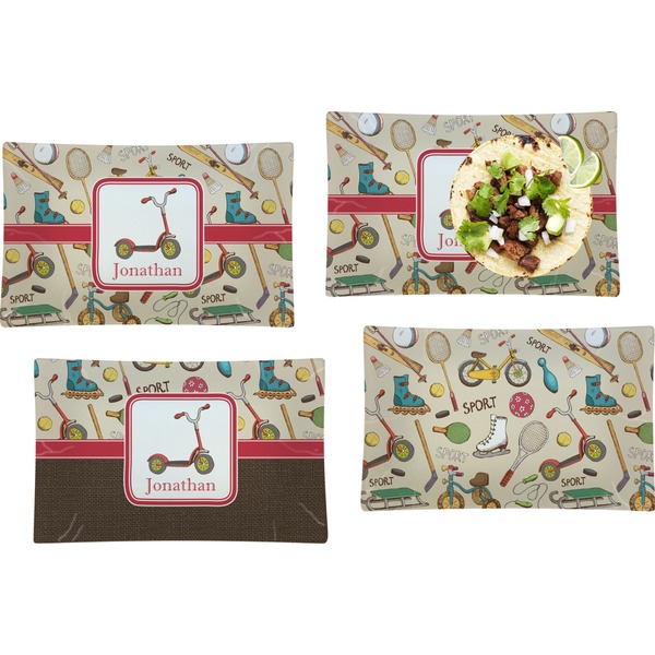 Vintage Sports Set of Rectangular Dinner Plates