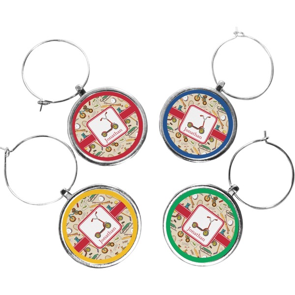 Custom Vintage Sports Wine Charms (Set of 4) (Personalized)