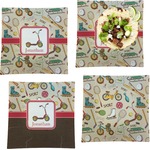 Vintage Sports Set of 4 Glass Square Lunch / Dinner Plate 9.5" (Personalized)