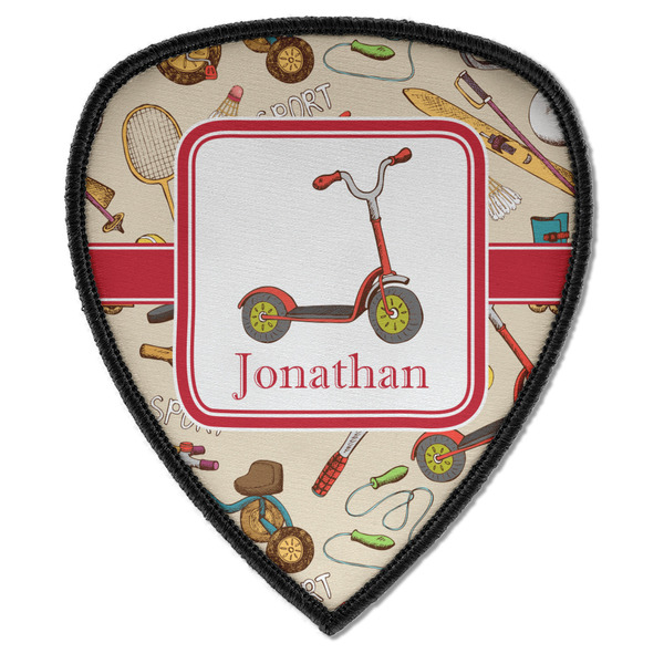 Custom Vintage Sports Iron on Shield Patch A w/ Name or Text