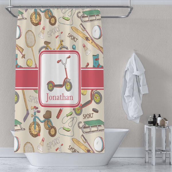Vintage Sports Shower Curtain Lifestyle