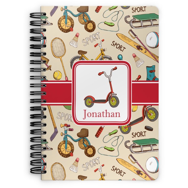 Custom Vintage Sports Spiral Notebook - 7x10 w/ Name or Text