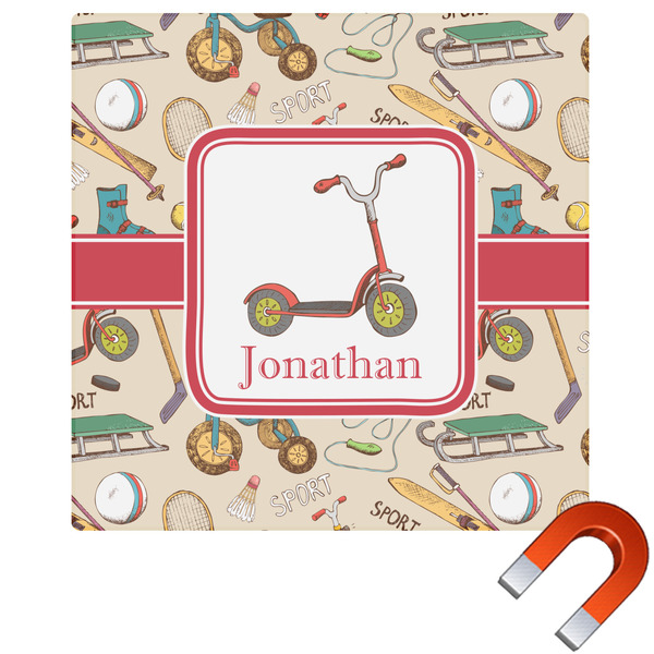 Custom Vintage Sports Square Car Magnet - 10" (Personalized)