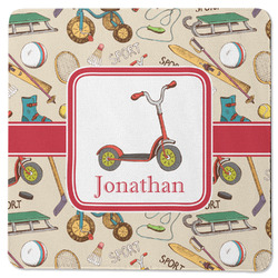 Vintage Sports Square Rubber Backed Coaster (Personalized)
