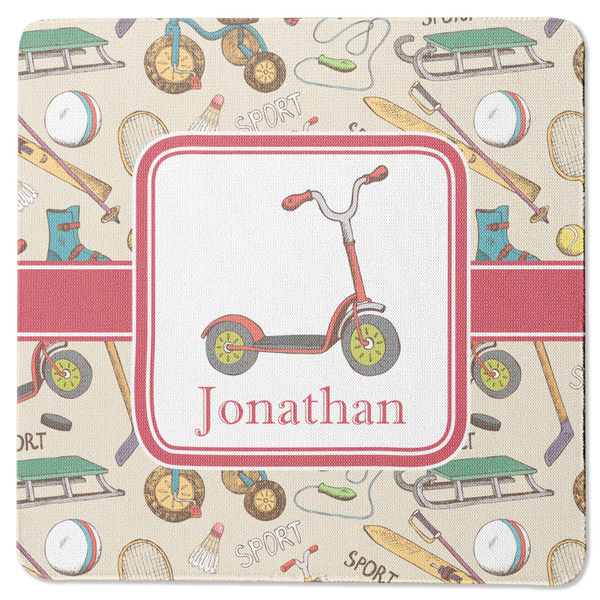 Custom Vintage Sports Square Rubber Backed Coaster (Personalized)