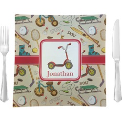 Vintage Sports Glass Square Lunch / Dinner Plate 9.5" (Personalized)