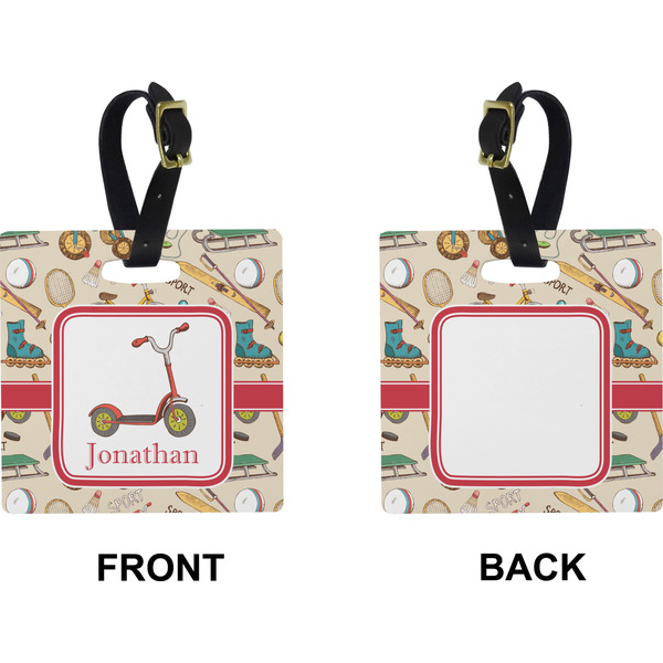 Vintage Sports Square Luggage Tag (Front + Back)