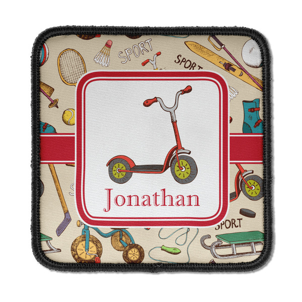 Custom Vintage Sports Iron On Square Patch w/ Name or Text