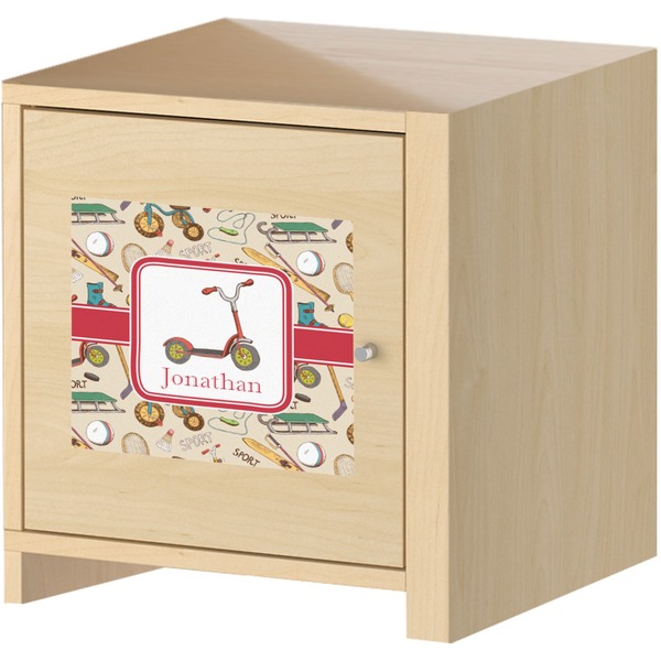 Vintage Sports Square Wall Decal on Wooden Cabinet