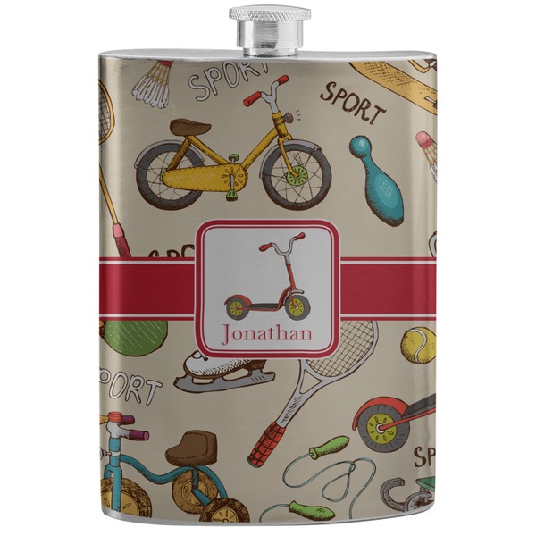 Custom Vintage Sports Stainless Steel Flask (Personalized)