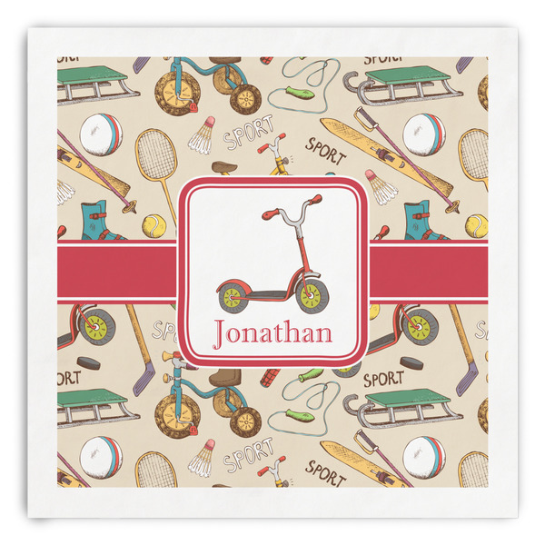 Custom Vintage Sports Paper Dinner Napkins (Personalized)